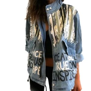 'Positive Vibes' Denim Jacket